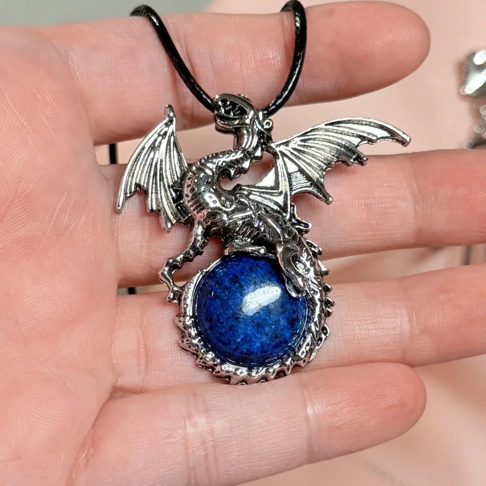 Silver Dragon Pendant Necklace For Men & Women.